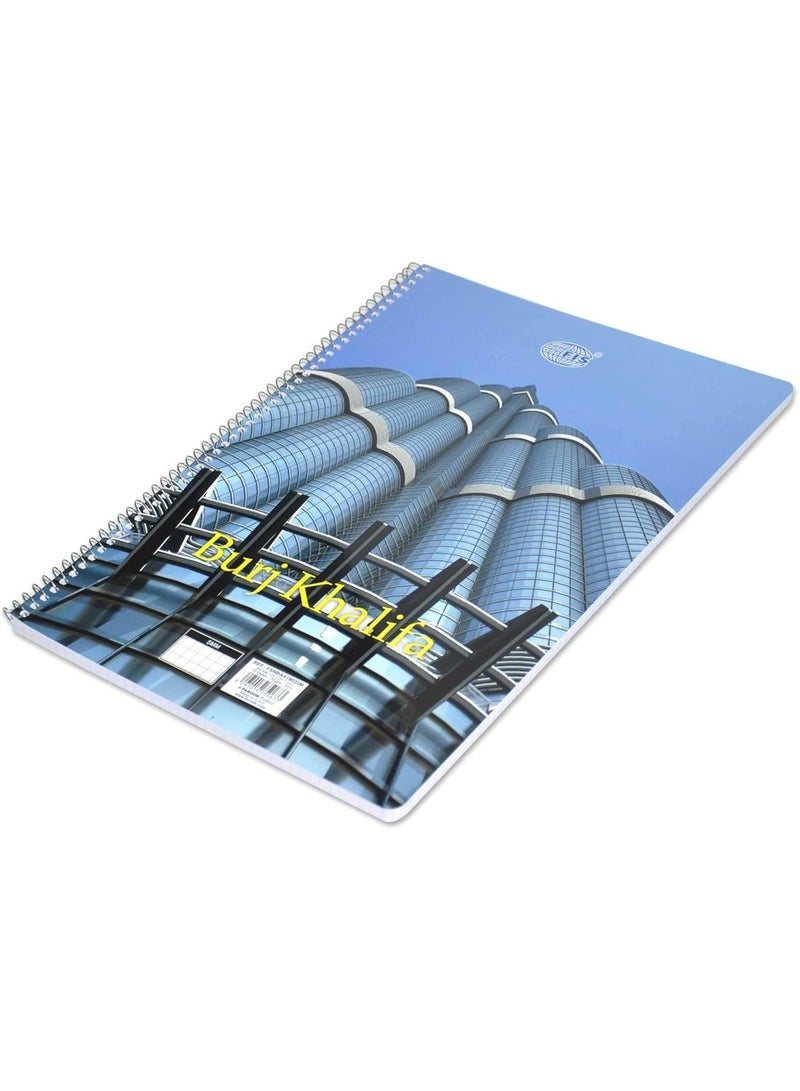 FIS Pack of 5 Burj Khalifa Notebook,A4 Spiral,70 Sheets,70Gsm,5Mm Squared -FSNBA419035M - Image 3